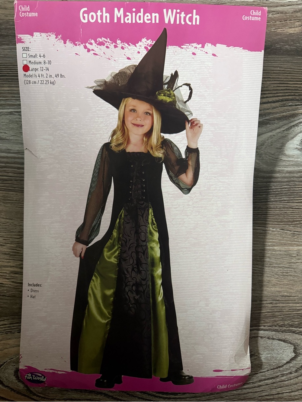 Goth Maiden Witch Costume for Kids - Black and Olive Green